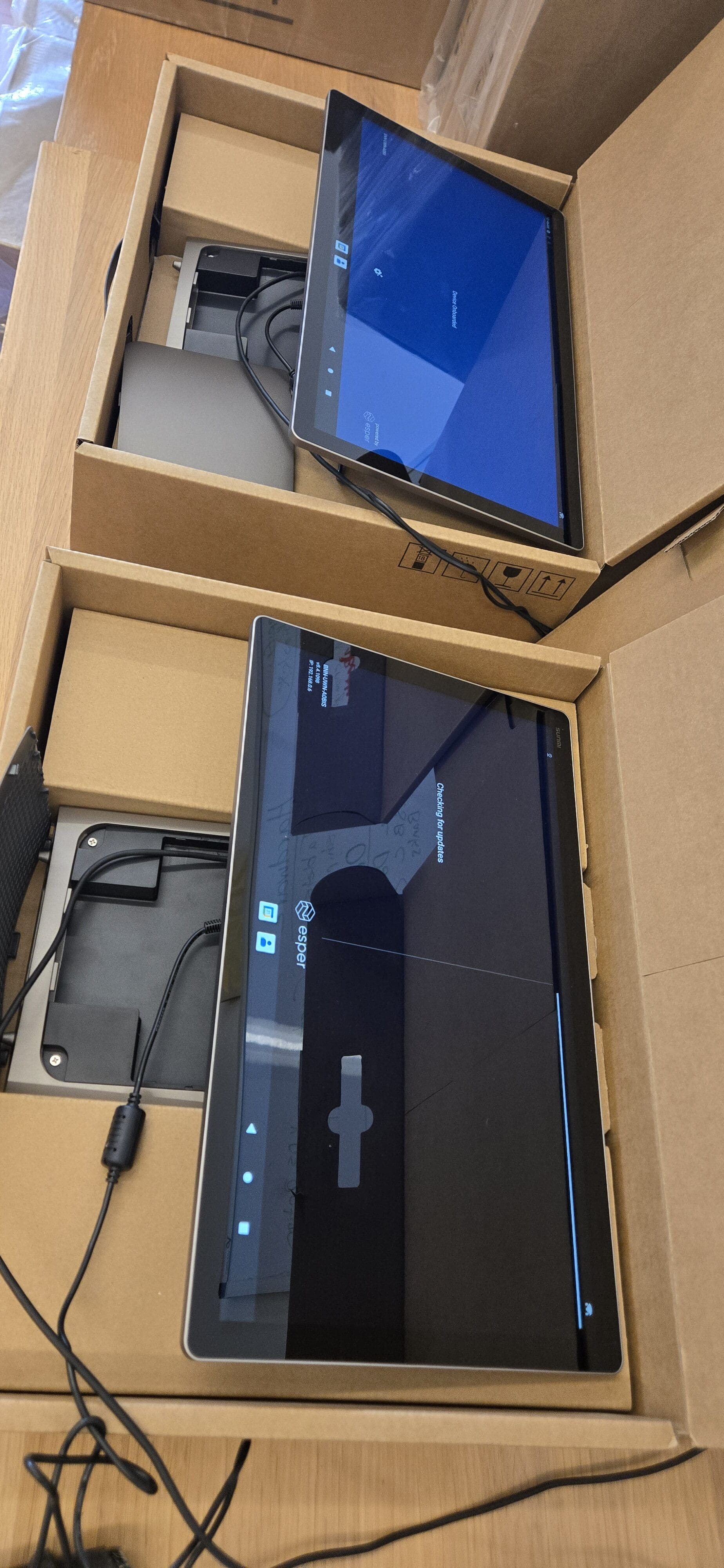 D3 Pro POS terminal with unique identifier label applied and logged into inventory system