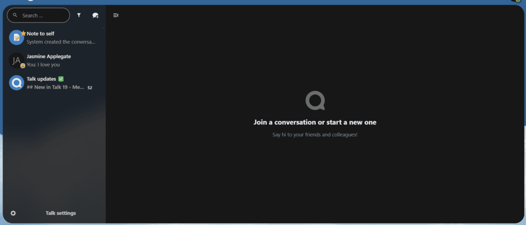 Nextcloud Talk interface for secure messaging and video calls