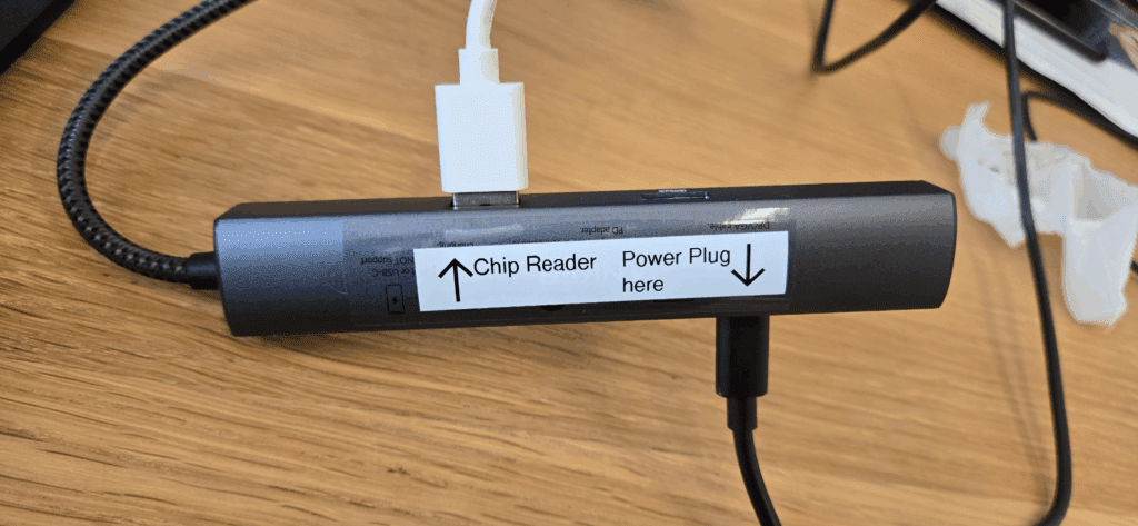 Brother label printer on desk used for printing unique device labels for Samsung tablets at Joe Coffee