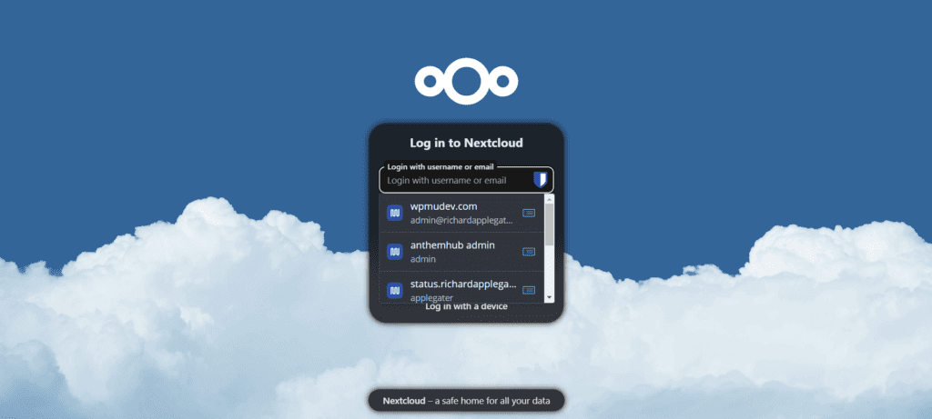 Nextcloud dashboard overview after migrating from Google Drive