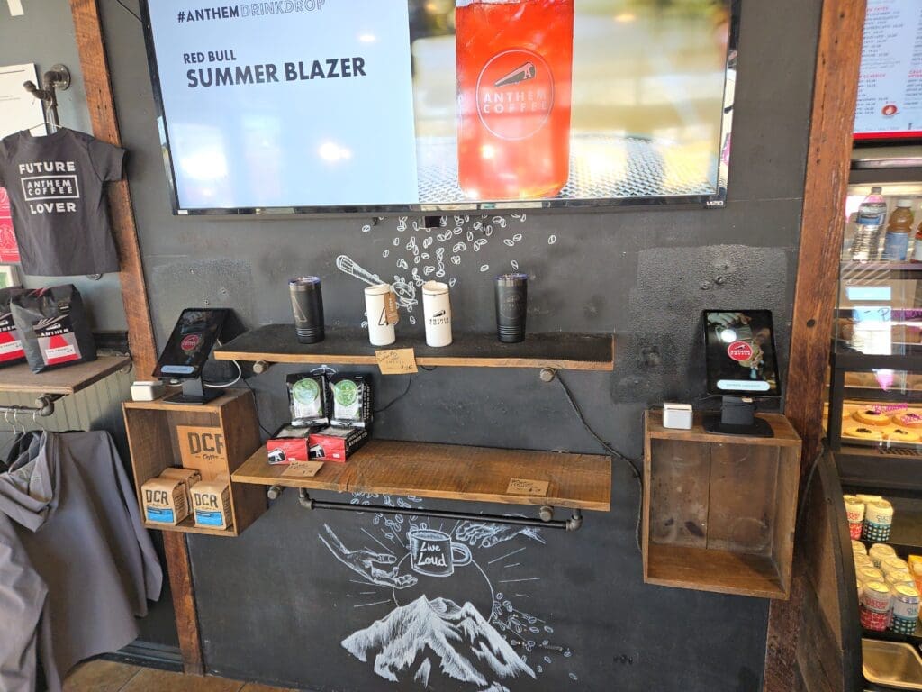 Dual kiosk system setup at Downtown Puyallup Joe Coffee location