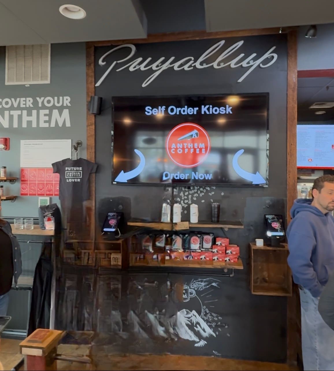 TV display design created for Joe Coffee with kiosk system set up and running