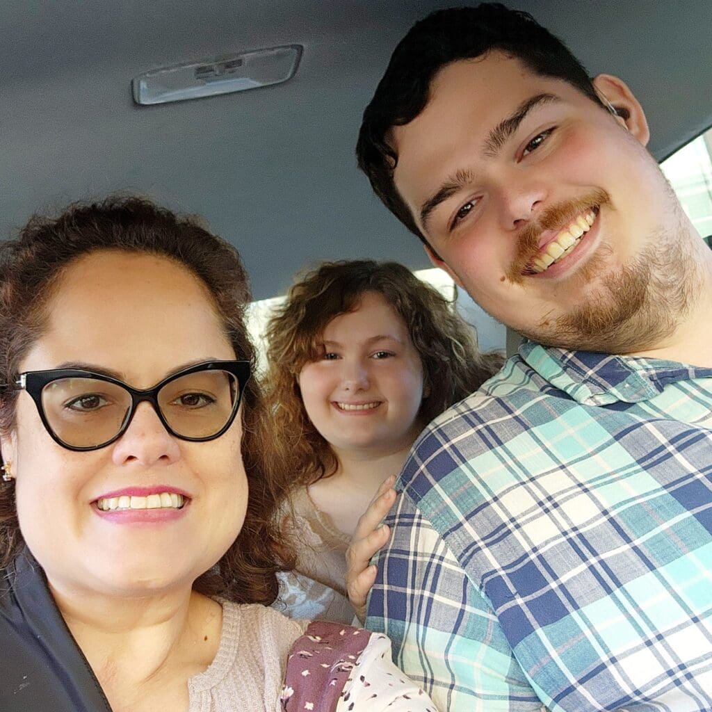 Richard with his mom and girlfriend Jasmine at the movie theater on his 26th birthday