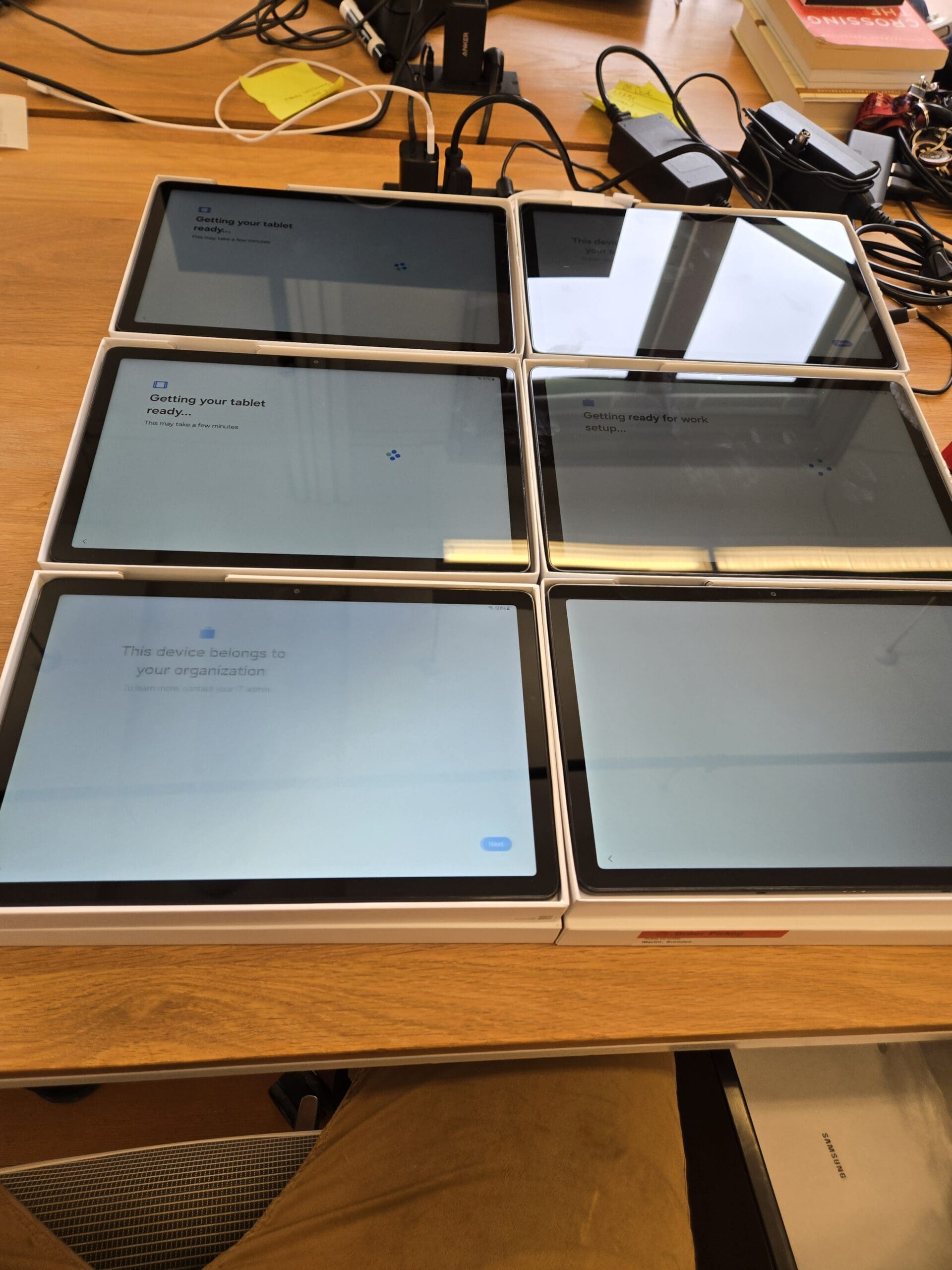 Samsung tablet device provisioning screen via Esper MDM platform